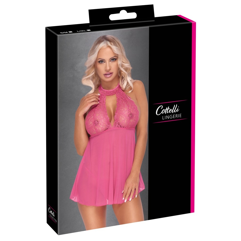 Σέξι ροζ babydoll με στρίνγκ Cottelli Collection